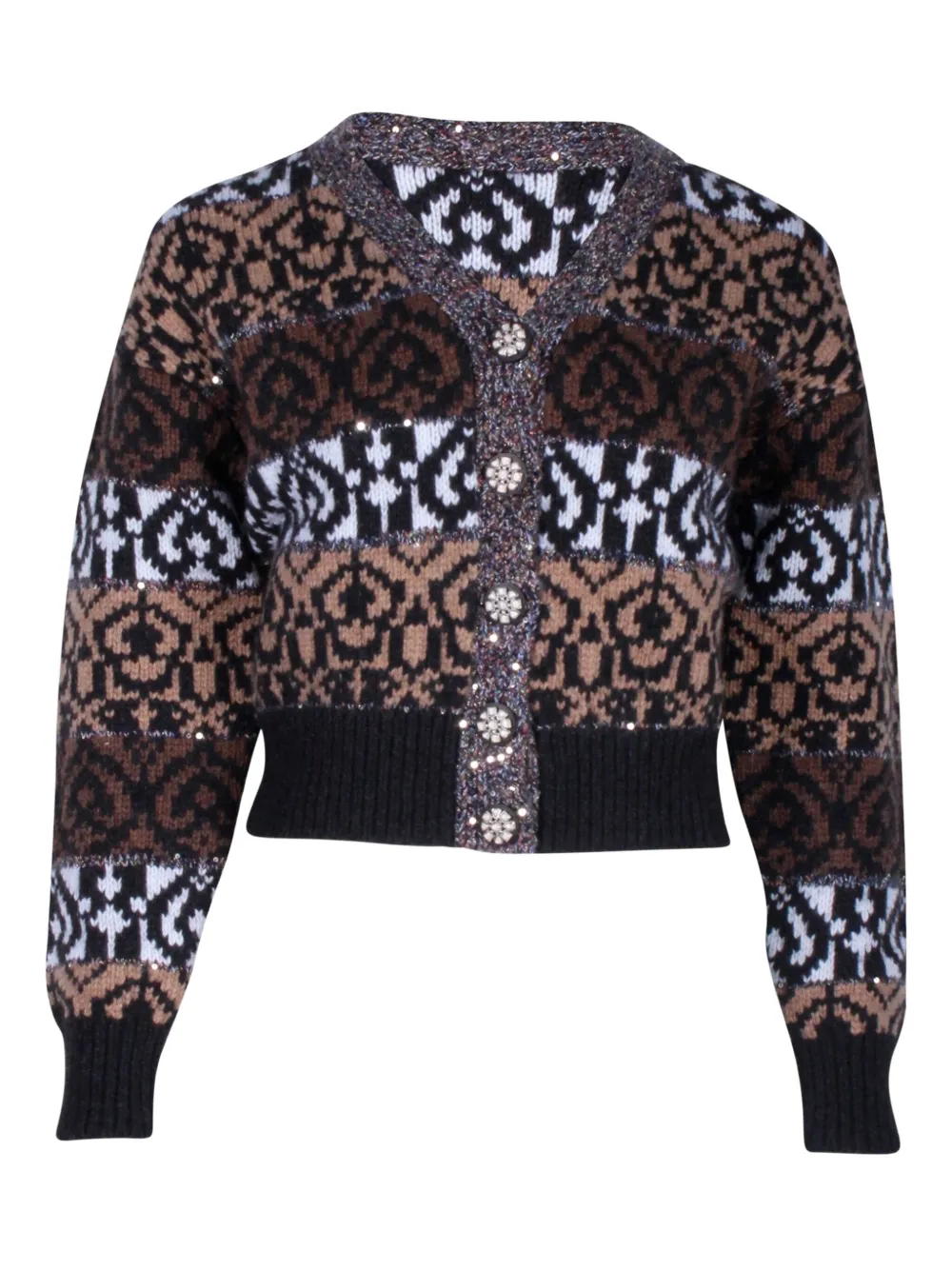 CHANEL Pre-Owned patterned wool cardigan | Brown | Image 1
