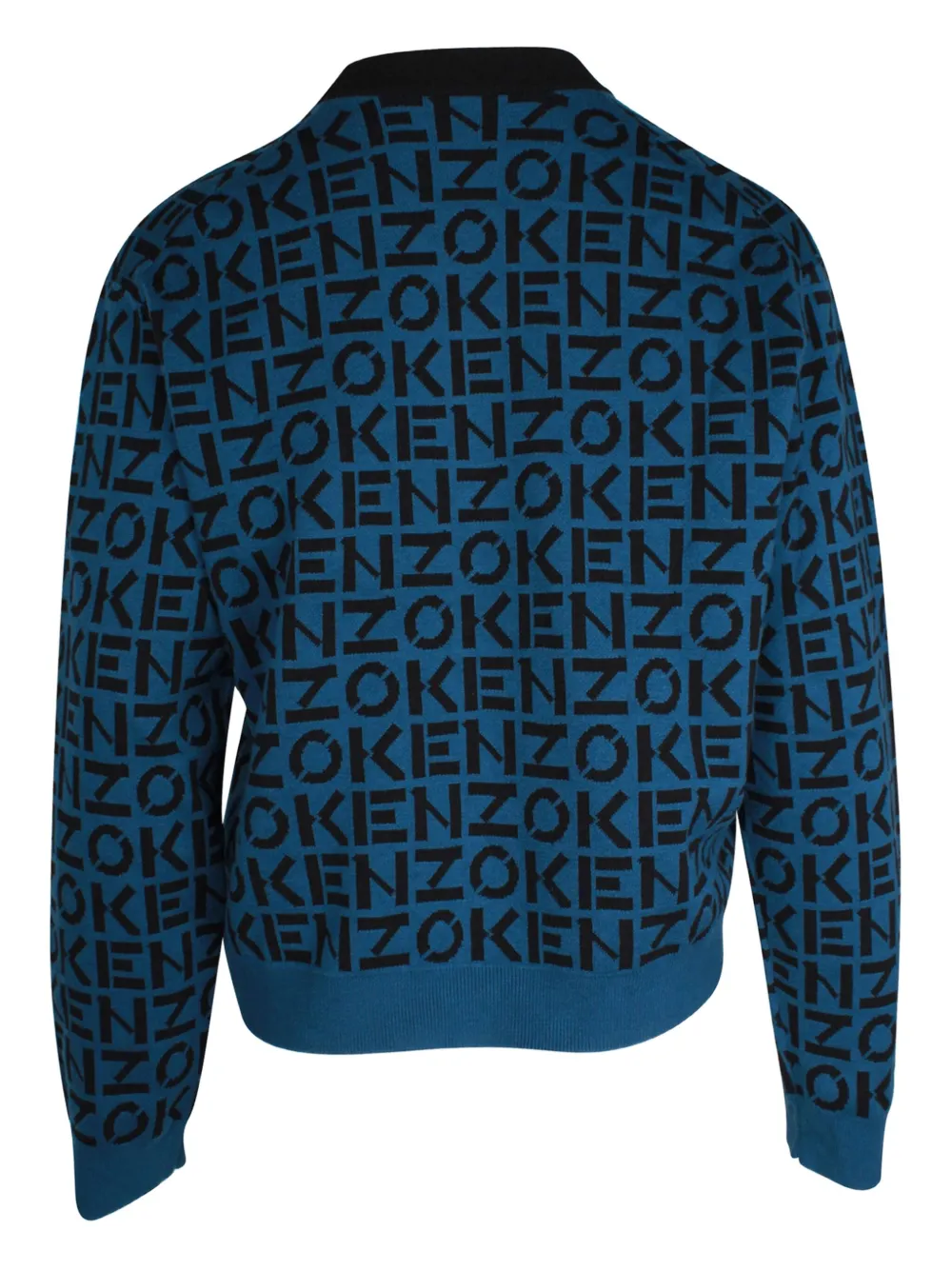 Pre-owned Kenzo Monogram-pattern Crew-neck Sweater In Blue