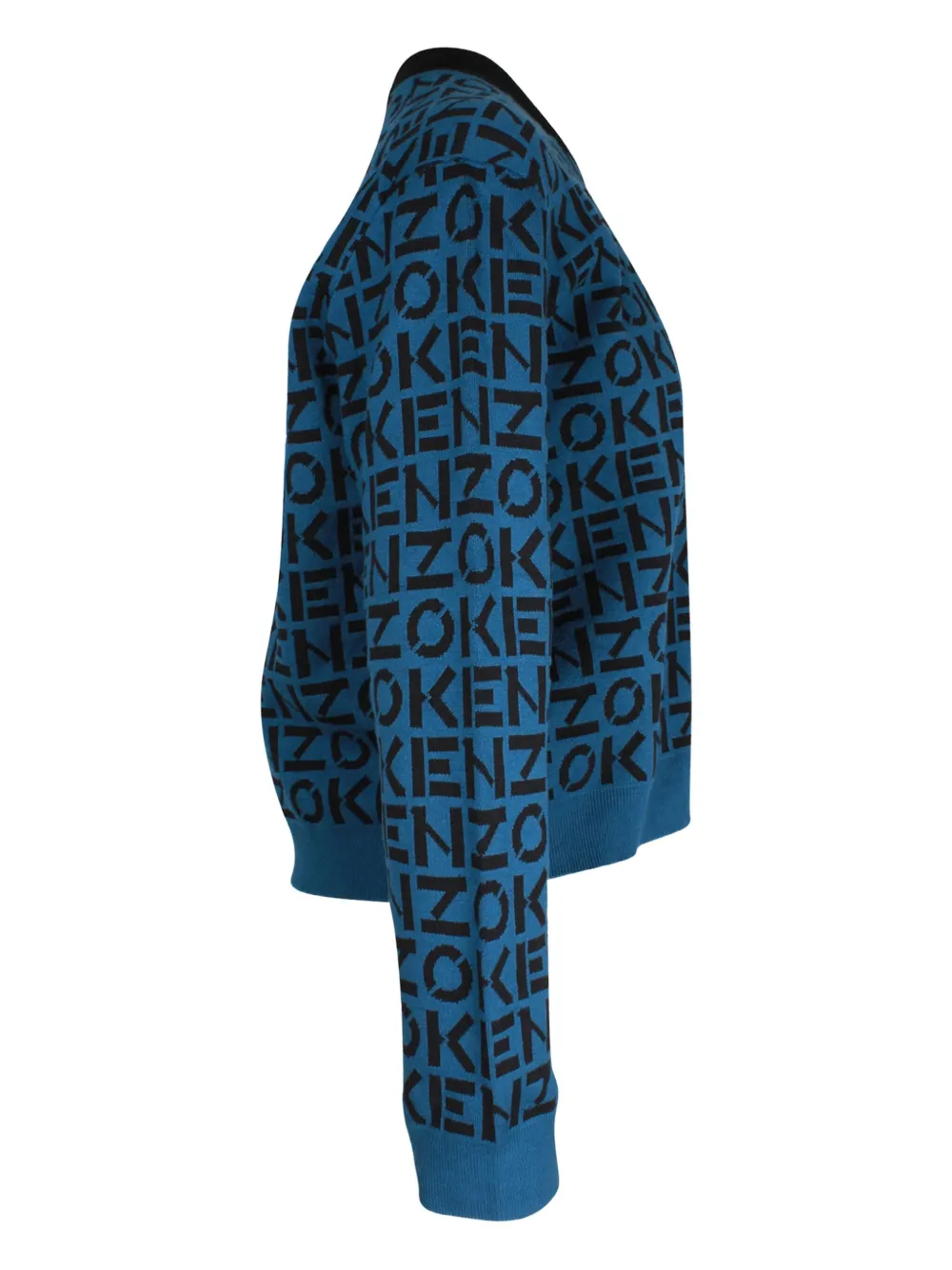 Pre-owned Kenzo Monogram-pattern Crew-neck Sweater In Blue