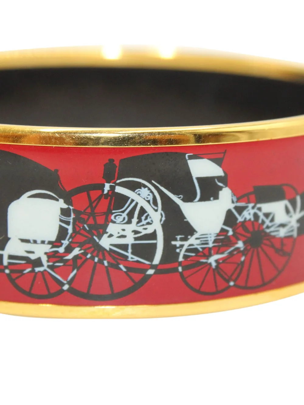 Pre-owned Hermes Wheels Of Calèche Bangle Bracelet In Gold