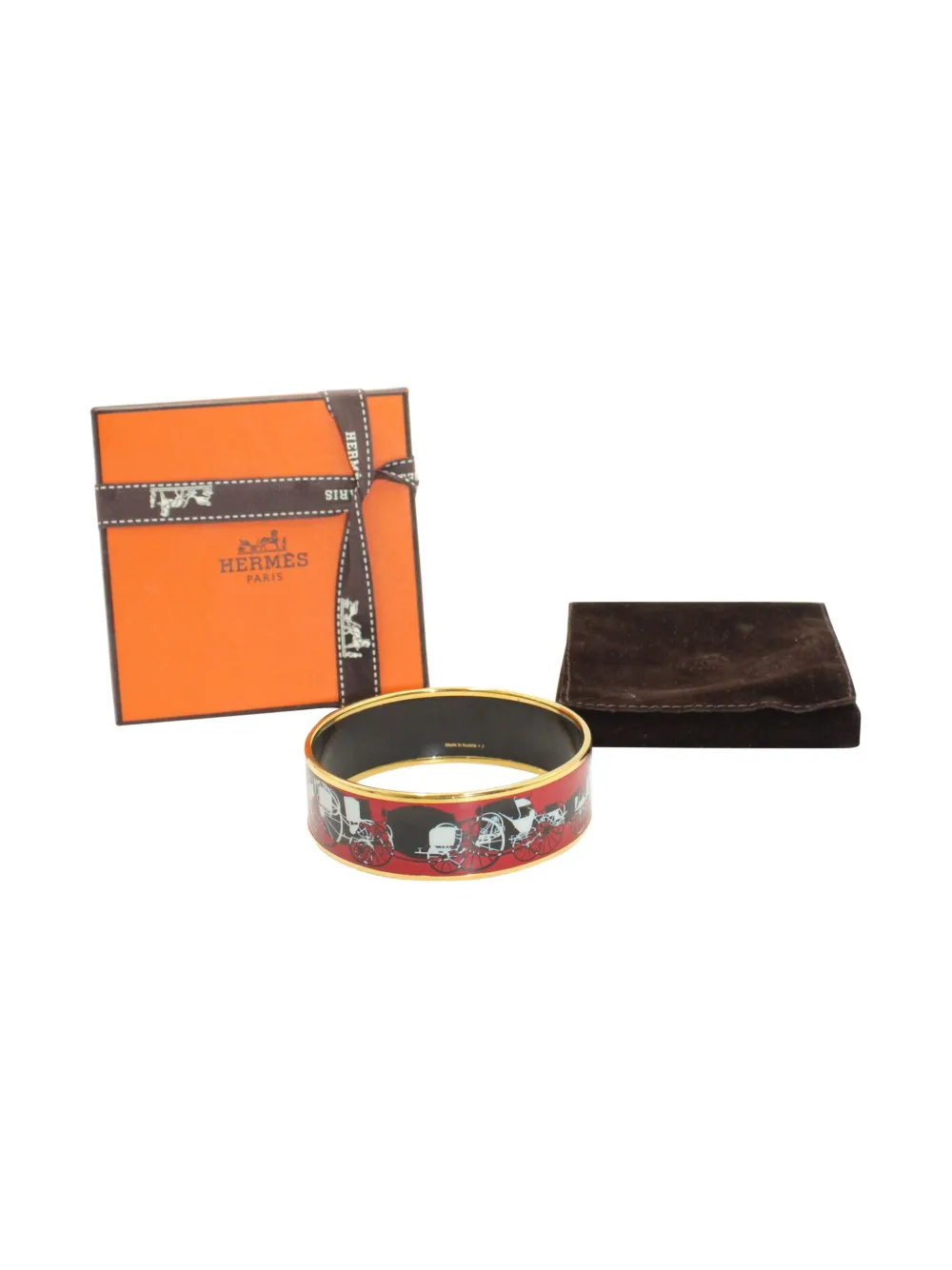 Pre-owned Hermes Wheels Of Calèche Bangle Bracelet In Gold
