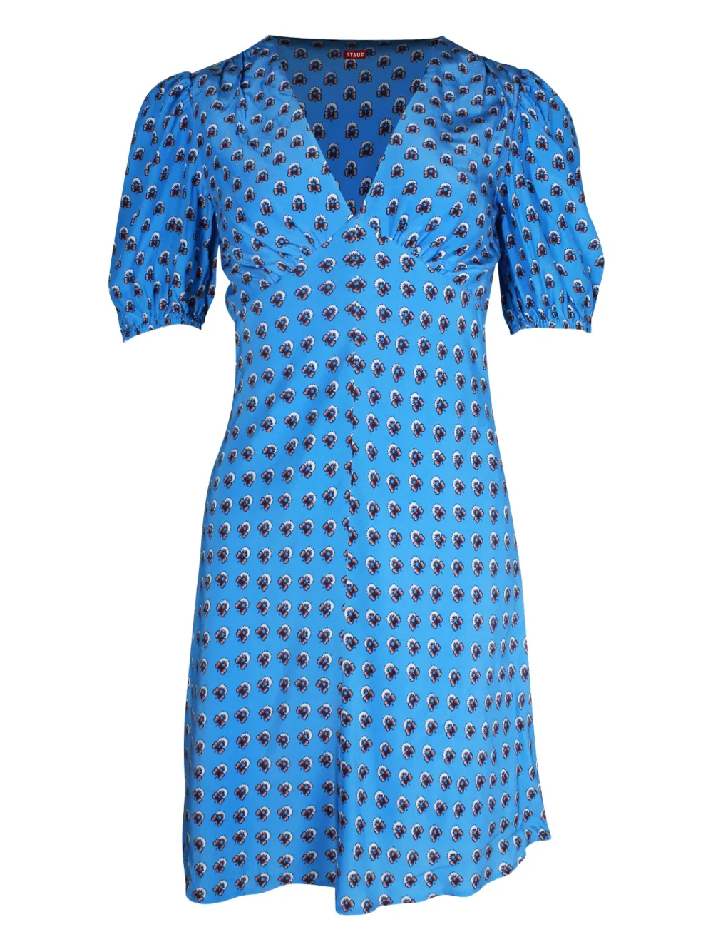 STAUD Milla puff-sleeve floral-print mini dress | Blue | Image 1