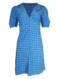 STAUD Milla puff-sleeve floral-print mini dress - Blue