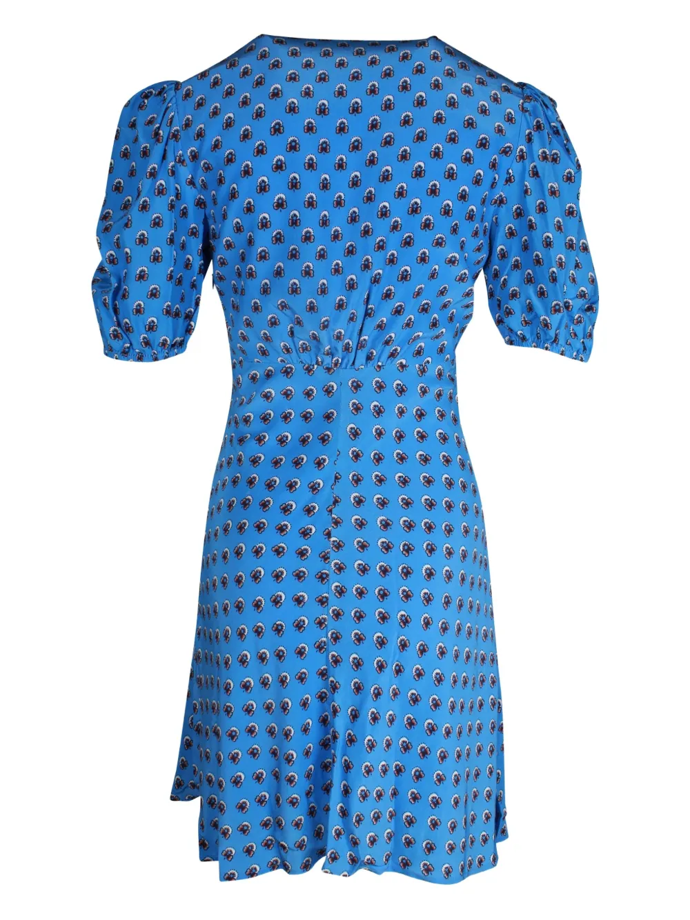 STAUD Milla puff-sleeve floral-print mini dress - Blauw