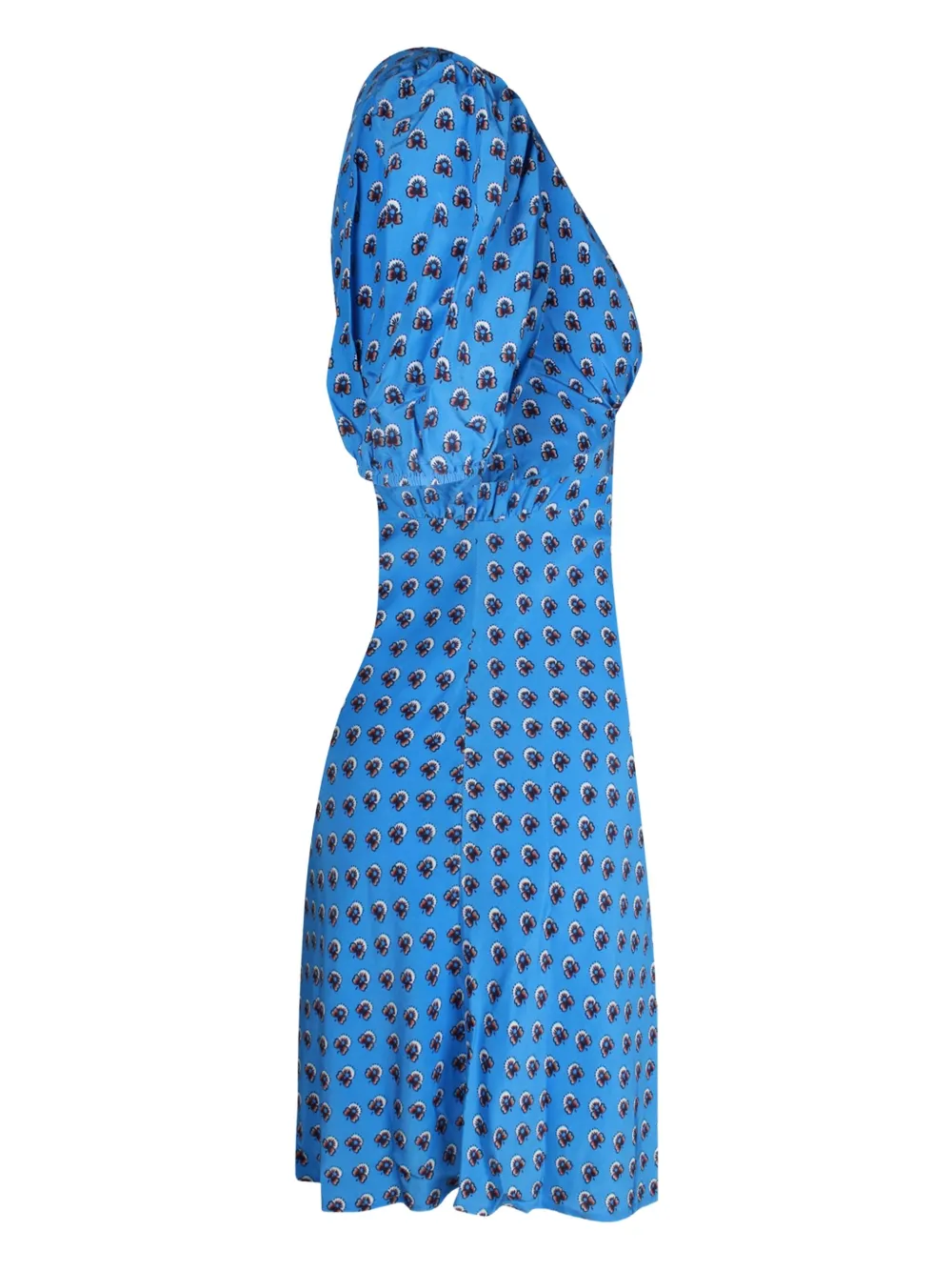 Pre-owned Staud Milla Puff-sleeve Floral-print Mini Dress In Blue