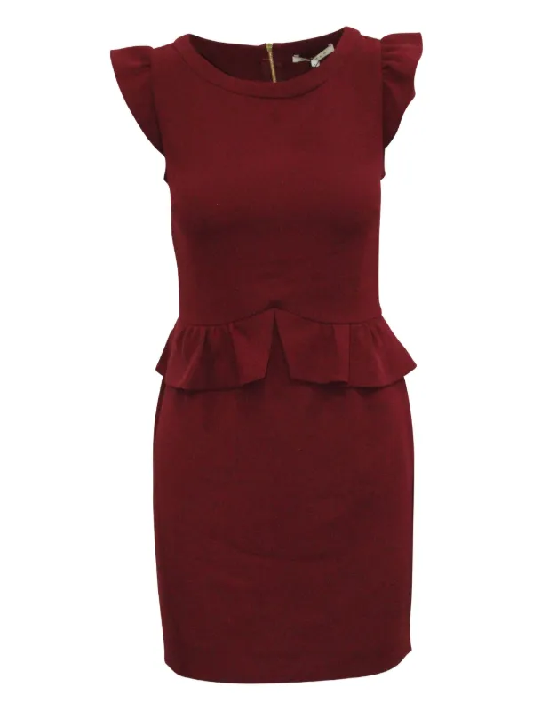 SANDRO Peplum cap-sleeve Mini Dress | Red | FARFETCH