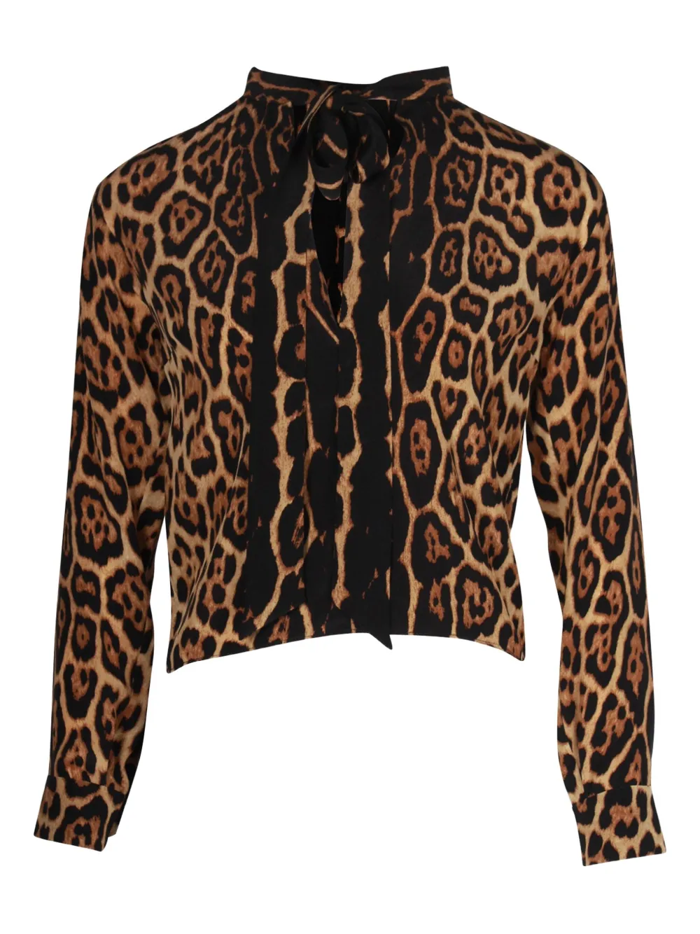 Pre-owned Saint Laurent Leopard-print Blouse In Brown