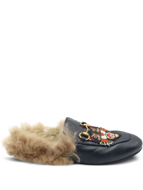 Gucci Pre-Owned Horsebit fur-trimmed slippers