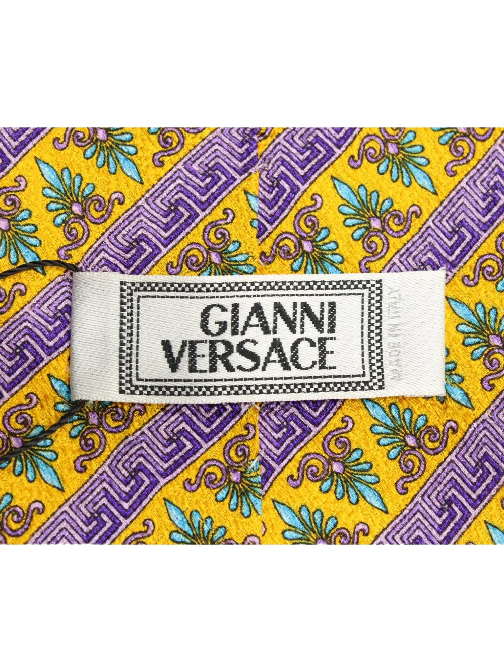 Pre-owned Versace Patterned Silk Tie In Yellow