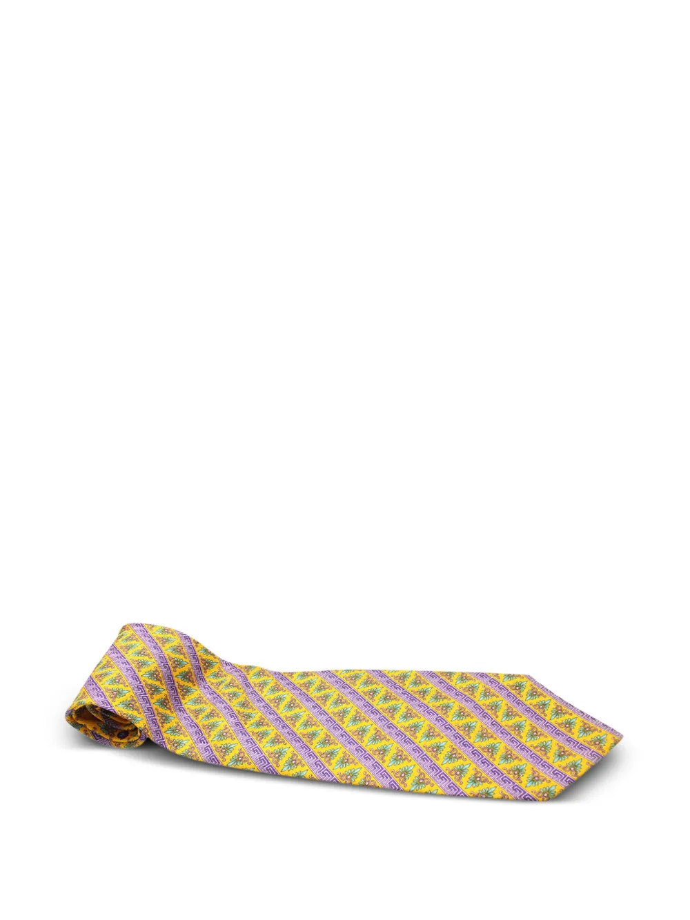 Pre-owned Versace Patterned Silk Tie In Yellow