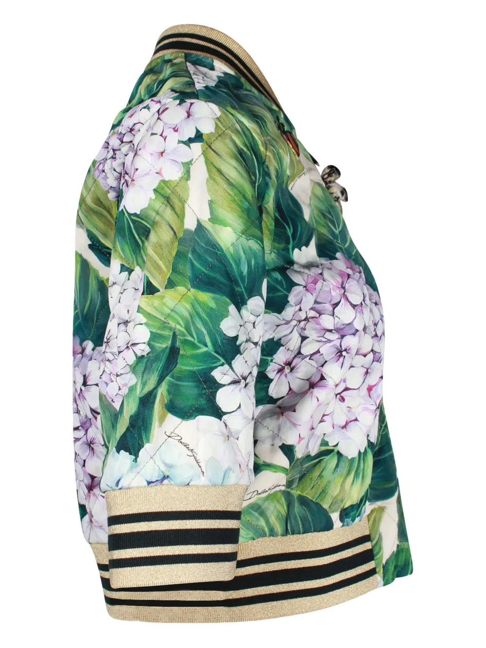 Pre-owned Dolce & Gabbana Hydrangea-print Bomber Jacket In Green