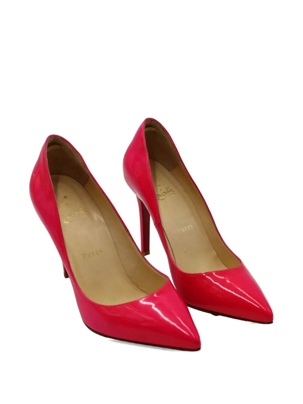 Pre-owned Christian Louboutin Kate Patent-leather Pumps In Pink
