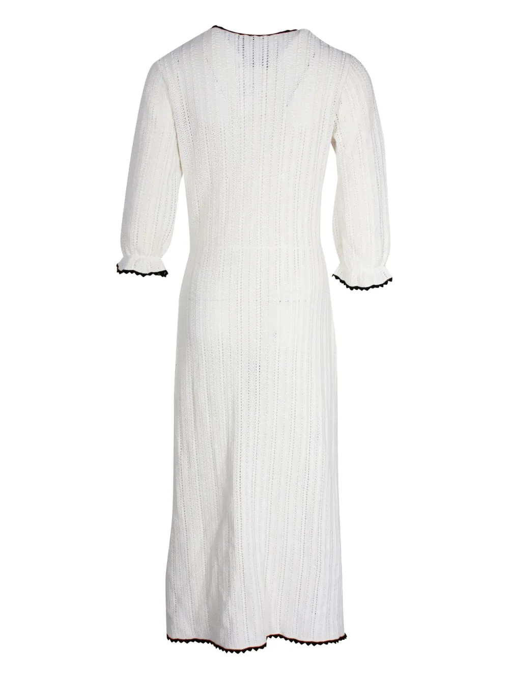 Maje scallop-trim knitted midi dress - Wit
