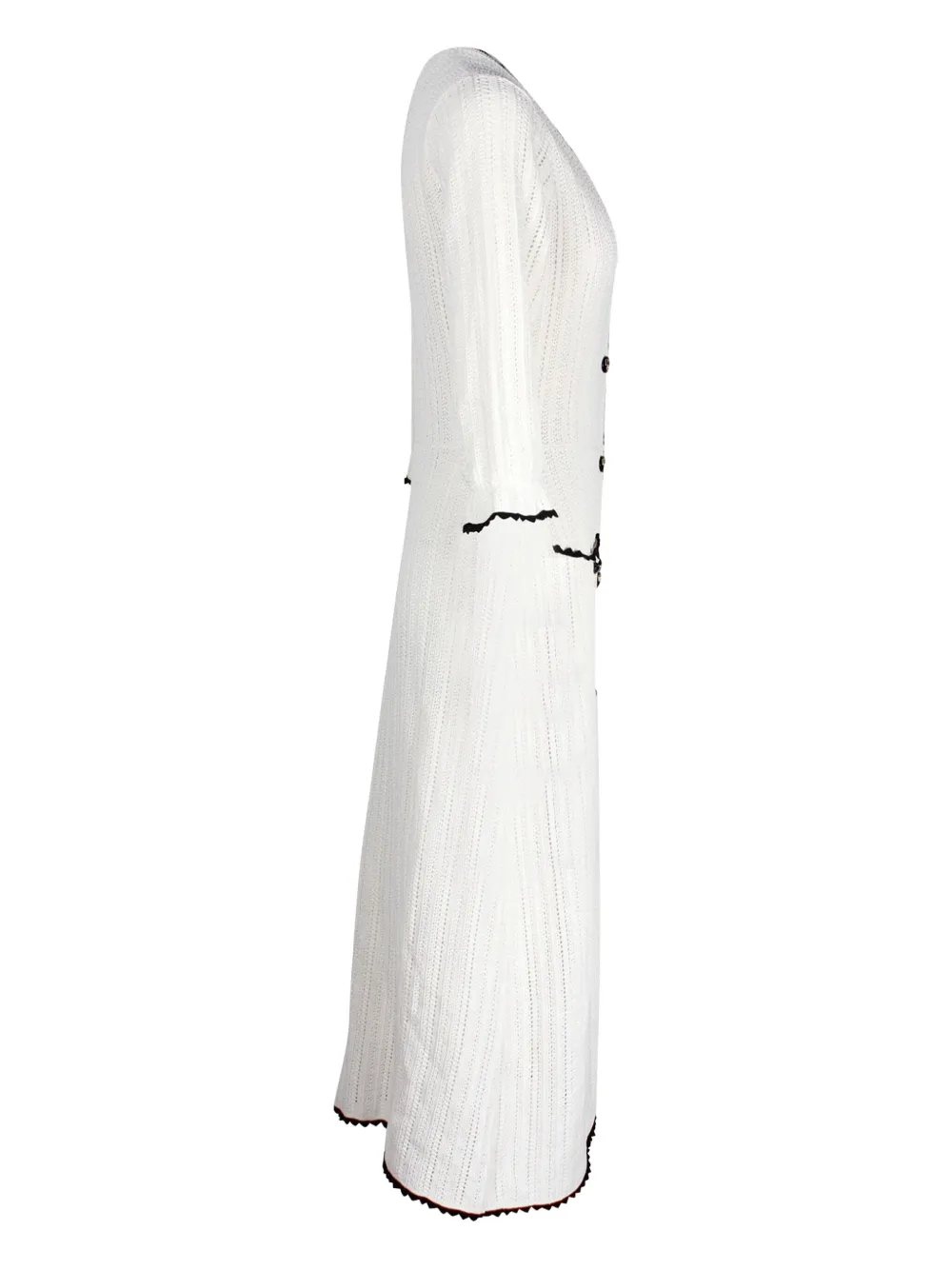 Pre-owned Maje Scallop-trim Knitted Midi Dress In White