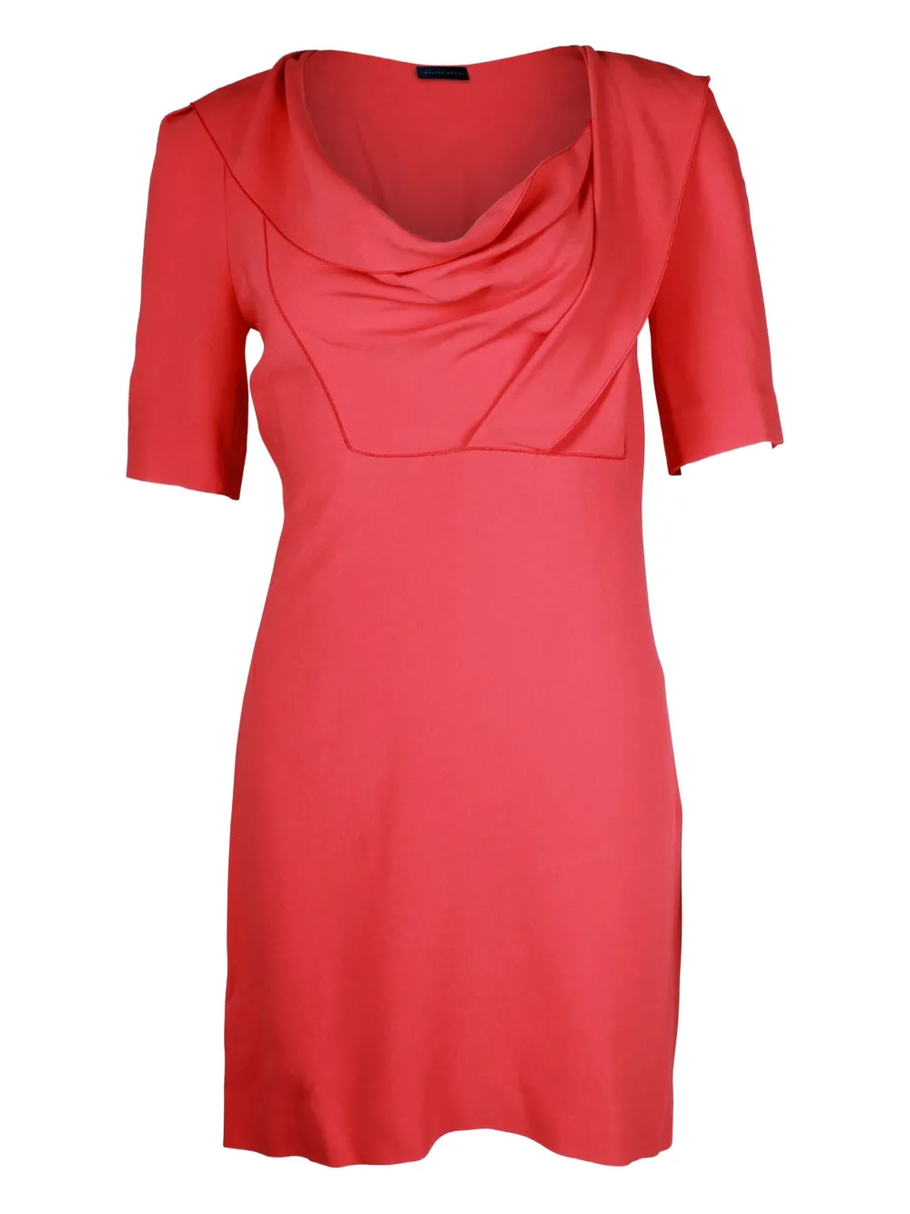Pre-owned Rm By Roland Mouret Cowl-neck Short-sleeve Mini Dress In Red