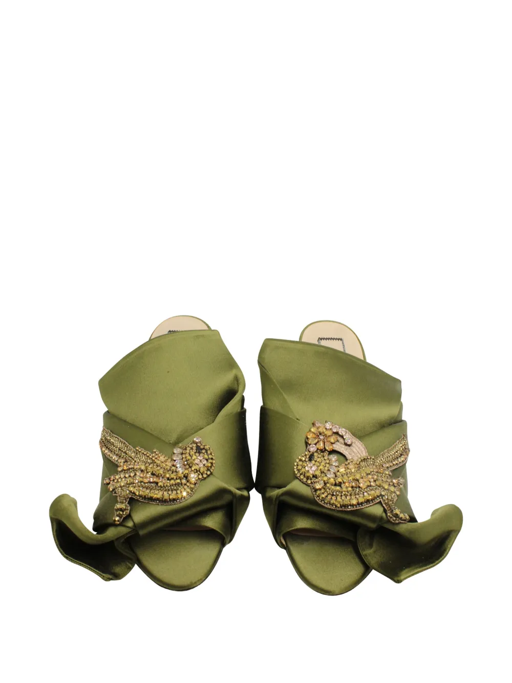 Pre-owned N°21 Embellished Knot-detail Sandals In Green