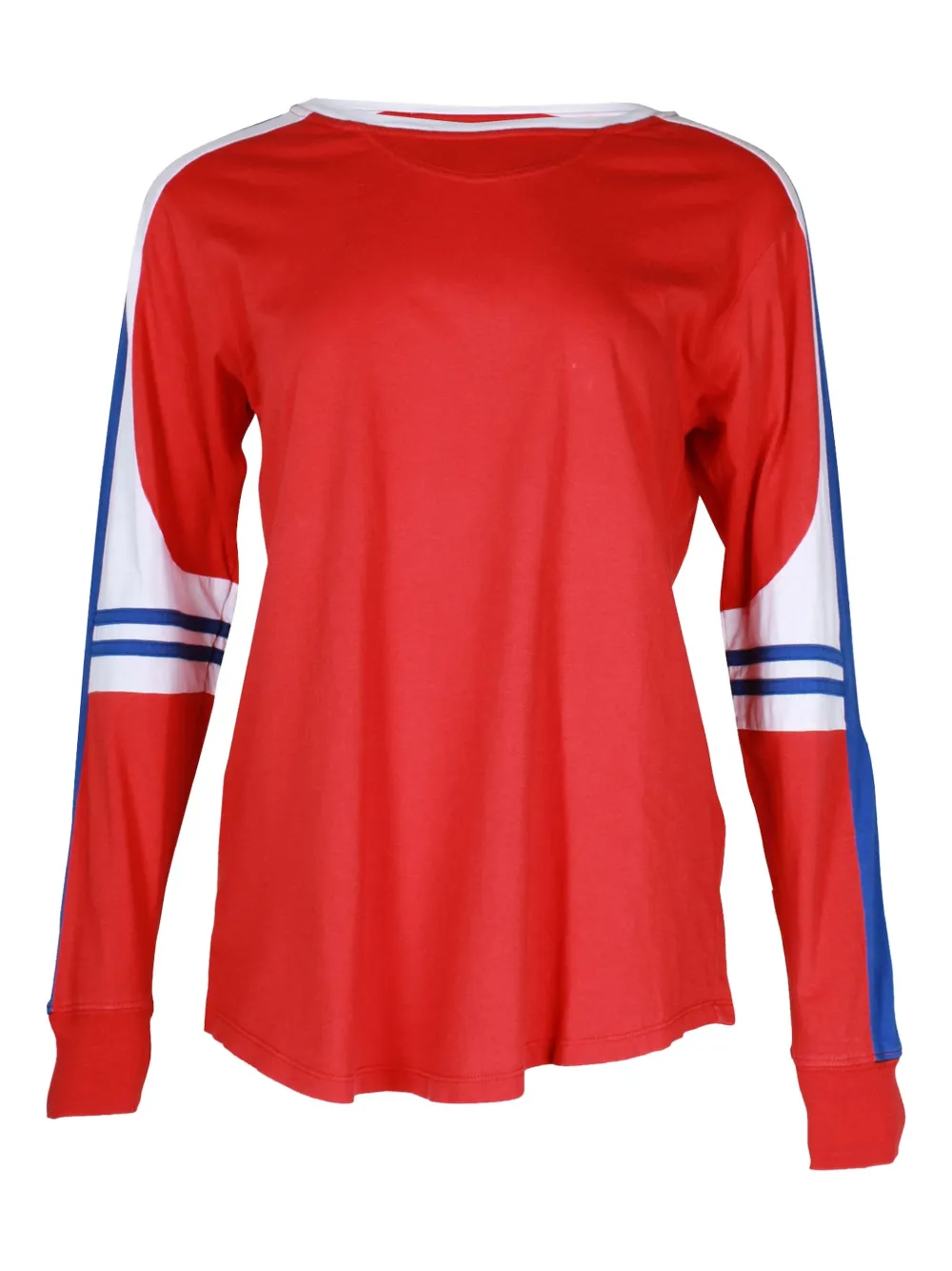 SANDRO striped-panel long-sleeve T-shirt | Red | Image 1