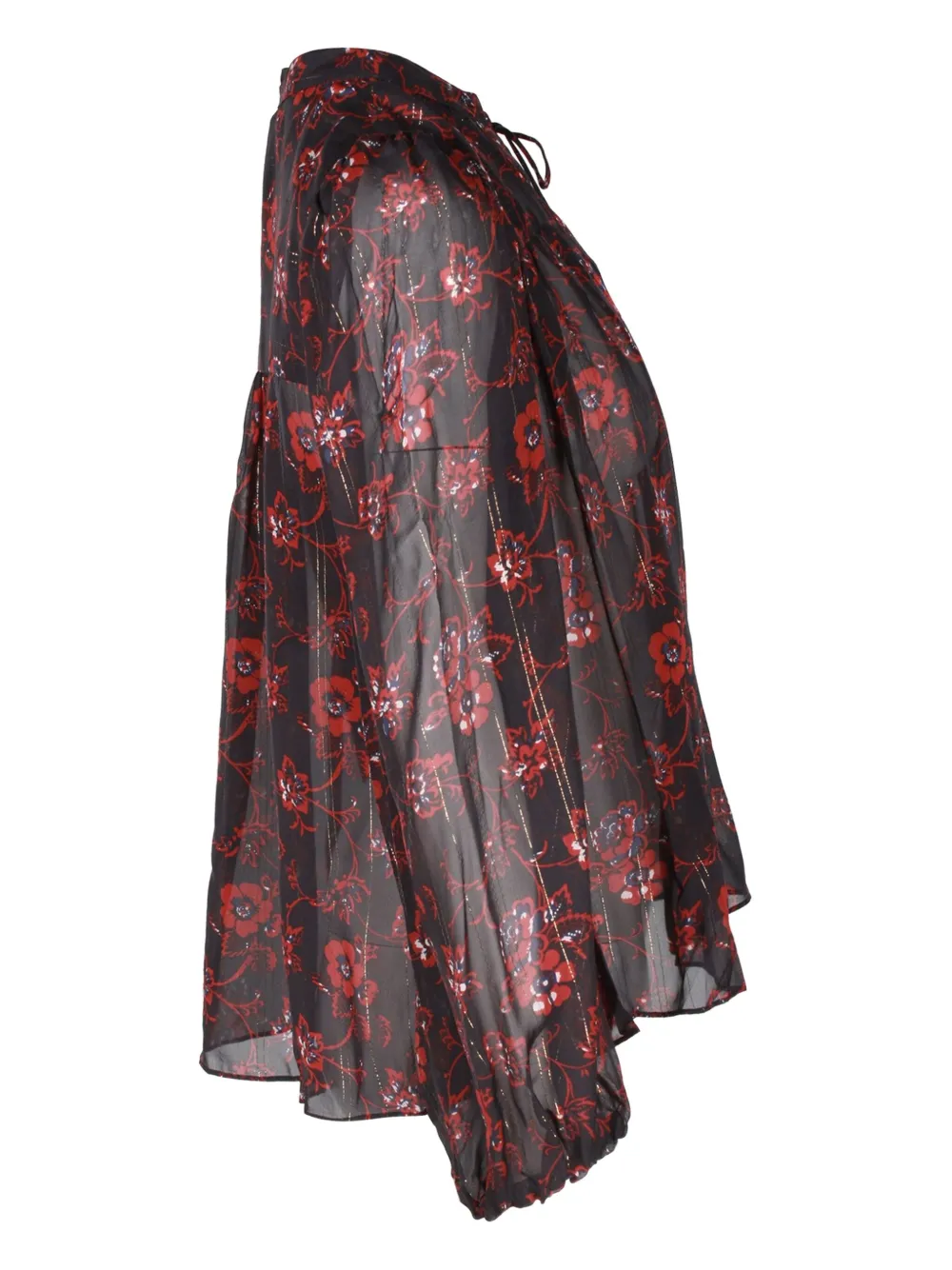 Pre-owned Ulla Johnson Floral-print Puff-sleeve Top In Black