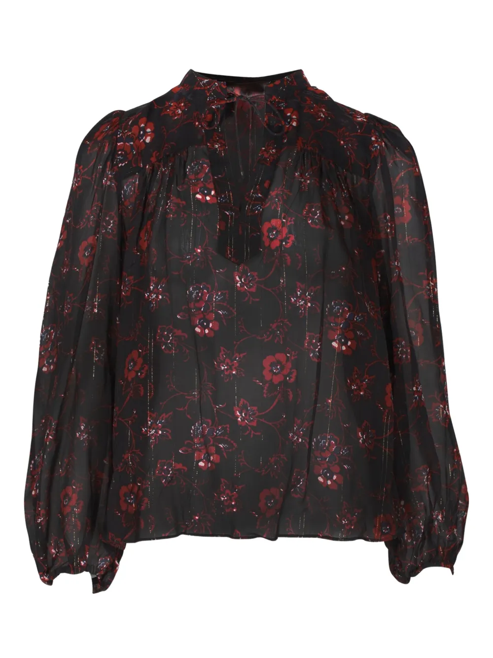 Ulla Johnson floral-print puff-sleeve top | Black | Image 1