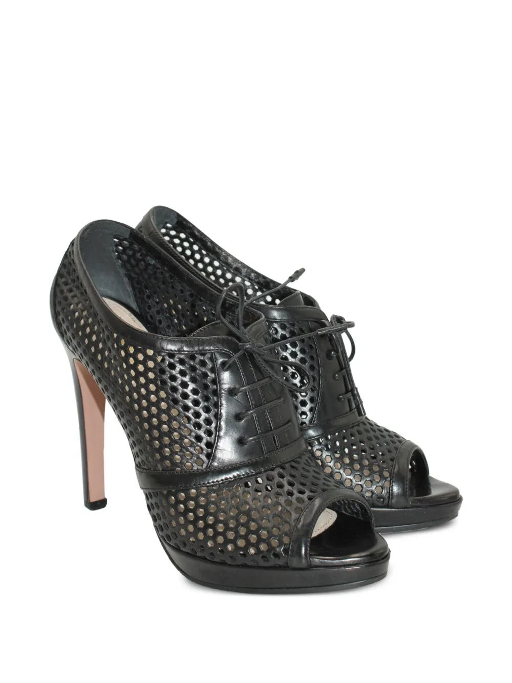 Prada Pre-Owned perforated leather sandals - Zwart