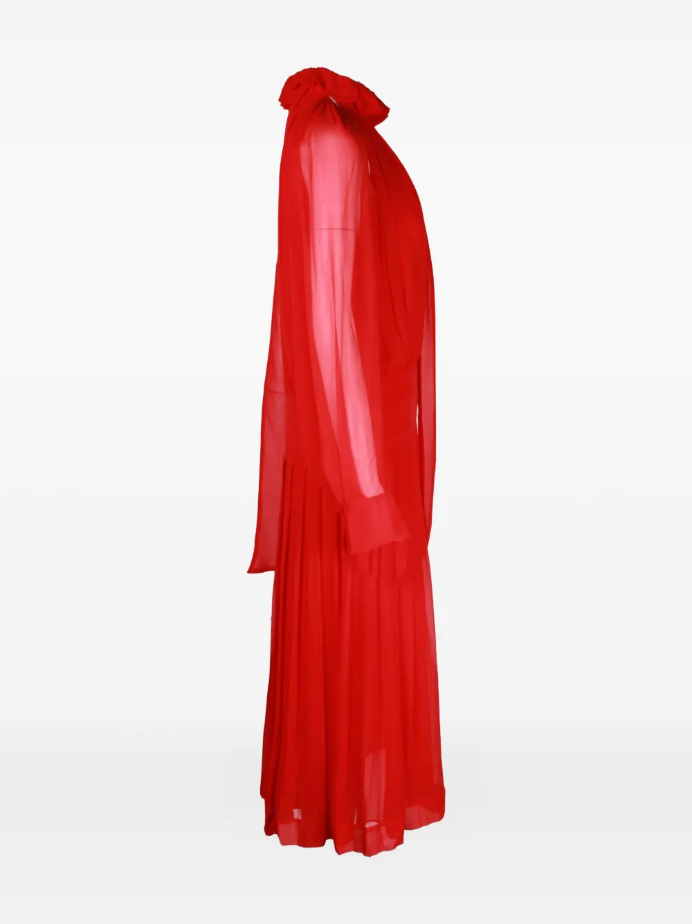 Victoria Beckham sheer-sleeve midi dress - Rood