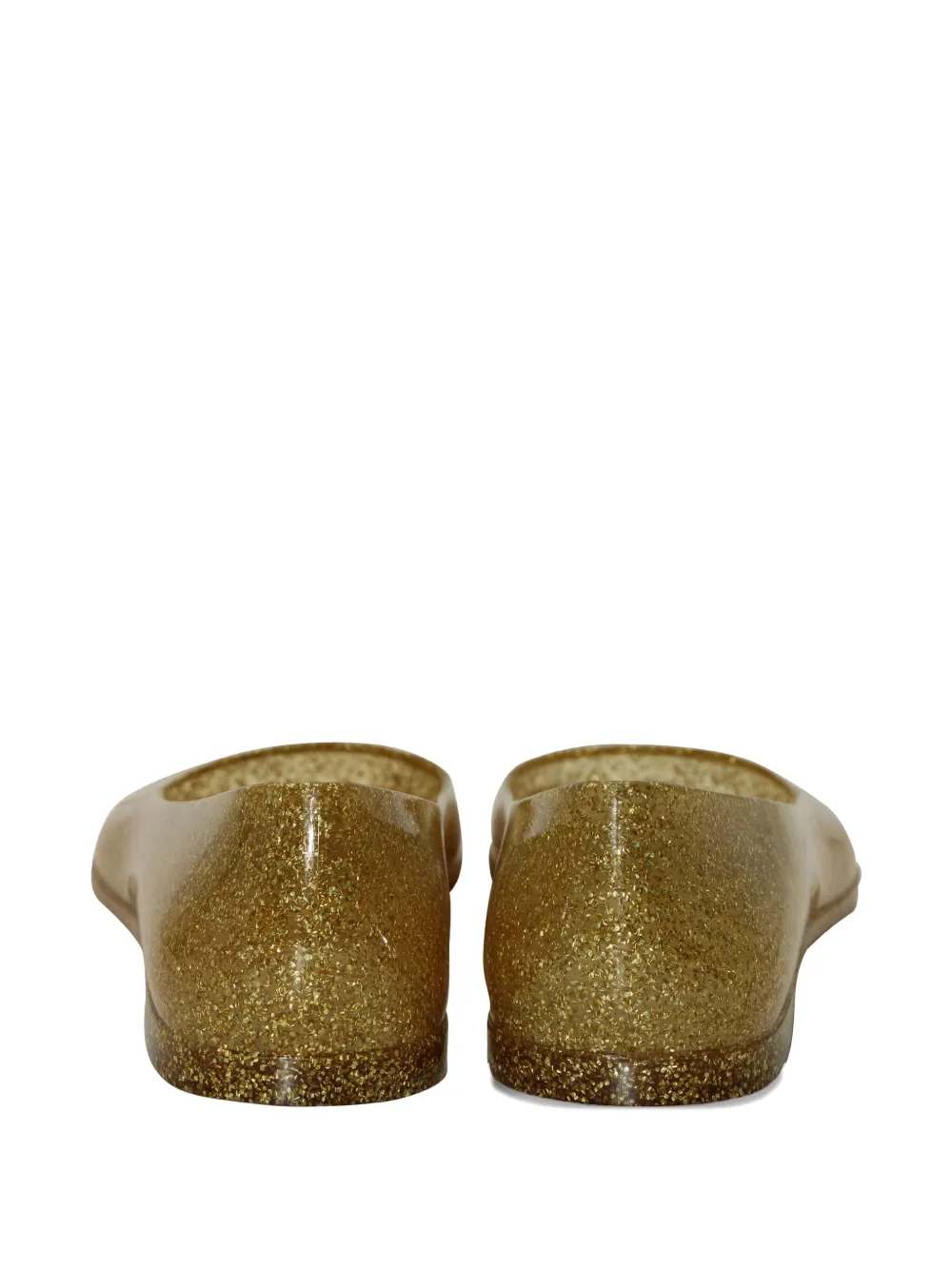 Pre-owned Loewe X Paula's Ibiza Glittered Square-toe Ballet Flats In Gold
