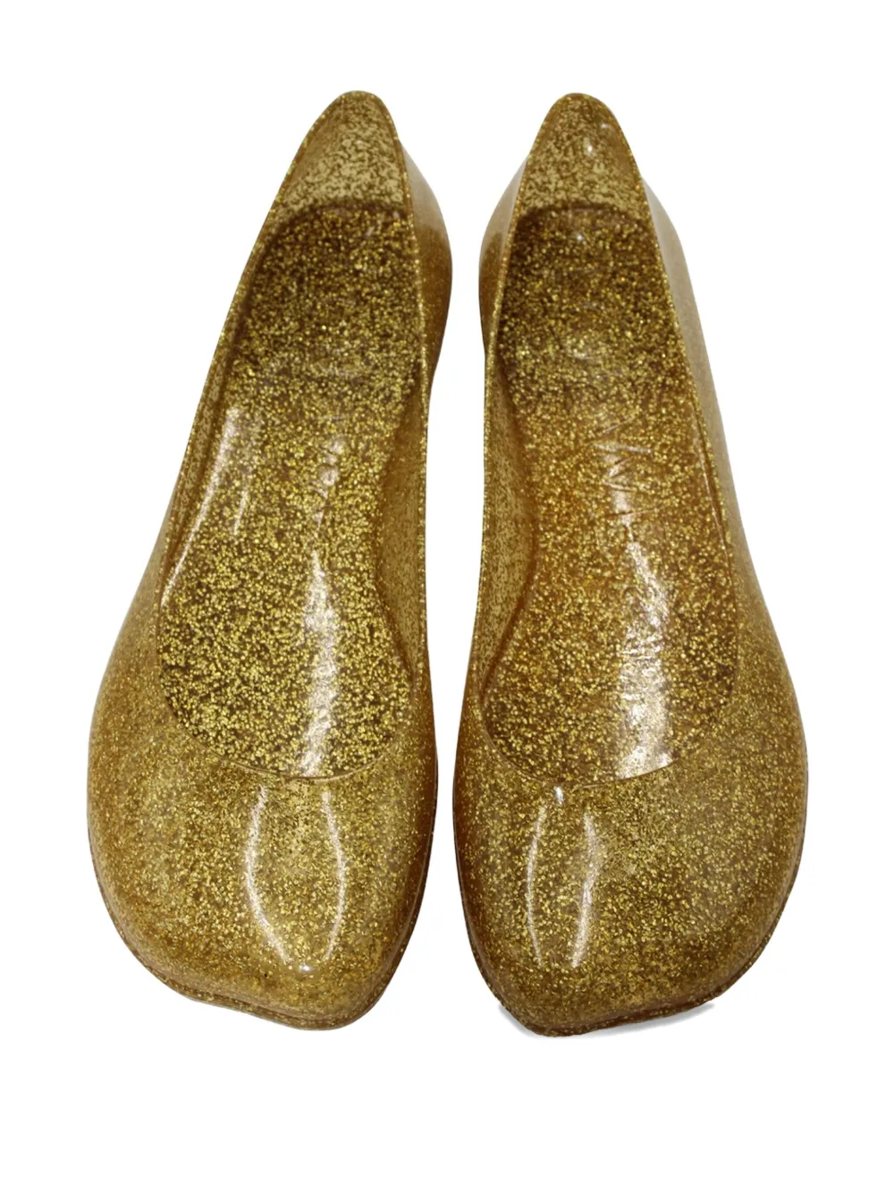 Pre-owned Loewe X Paula's Ibiza Glittered Square-toe Ballet Flats In Gold
