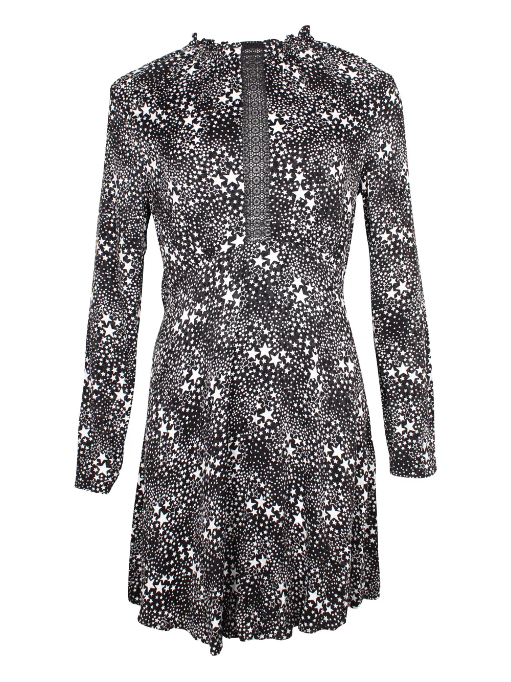 Maje star-print ruffled-neckline mini dress | Black | Image 1
