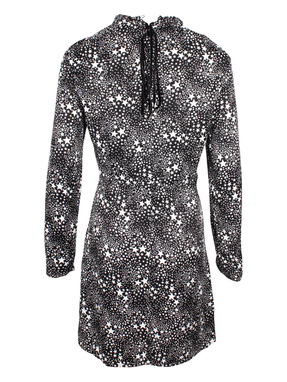 Maje star-print ruffled-neckline mini dress - Zwart