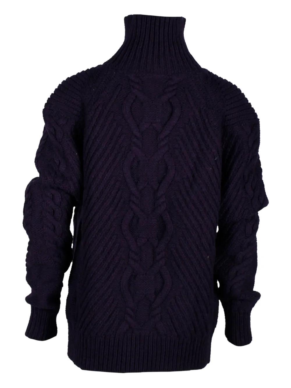 Pre-owned Chanel Cable-knit Zip-front Sweater In Blue