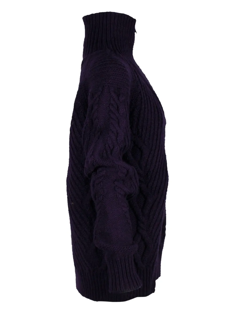 Pre-owned Chanel Cable-knit Zip-front Sweater In Blue