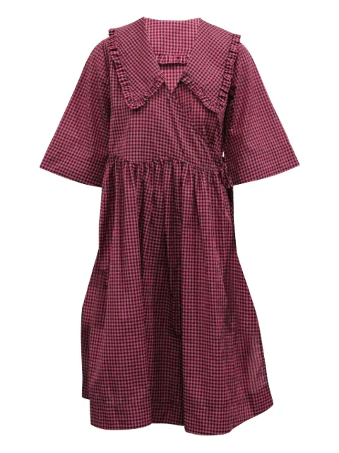 GANNI check-print midi dress
