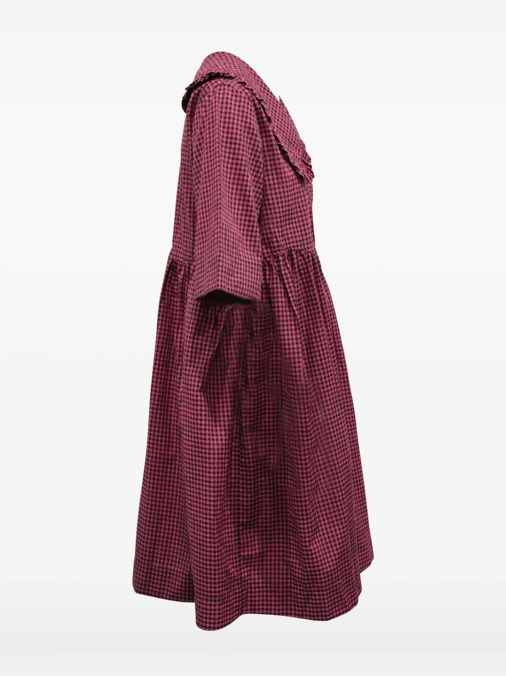 GANNI check-print midi dress - Roze