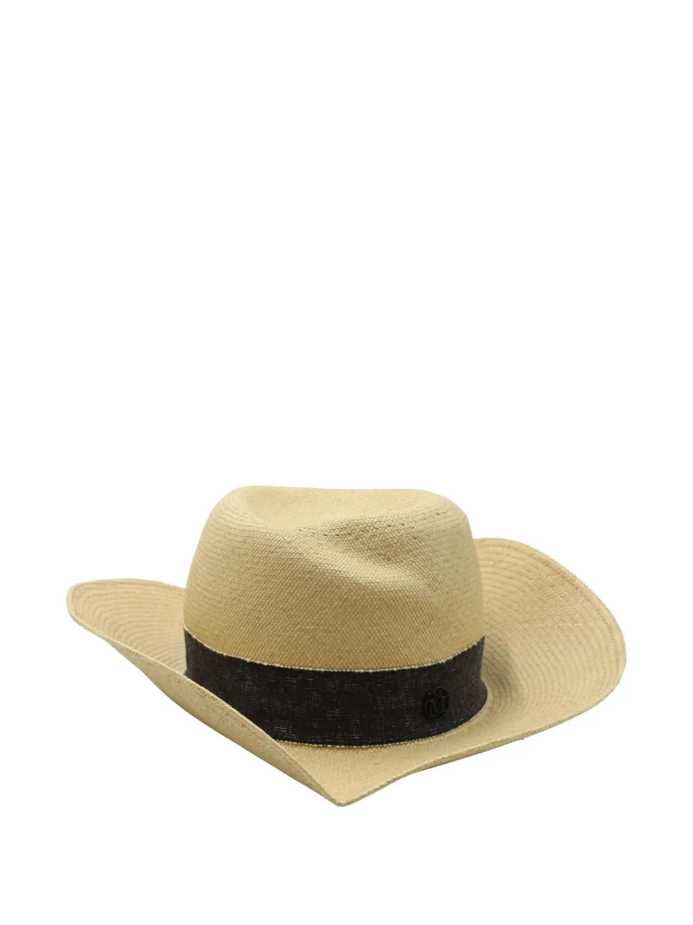 Maison Michel straw grosgrain-ribbon fedora hat - Toni neutri