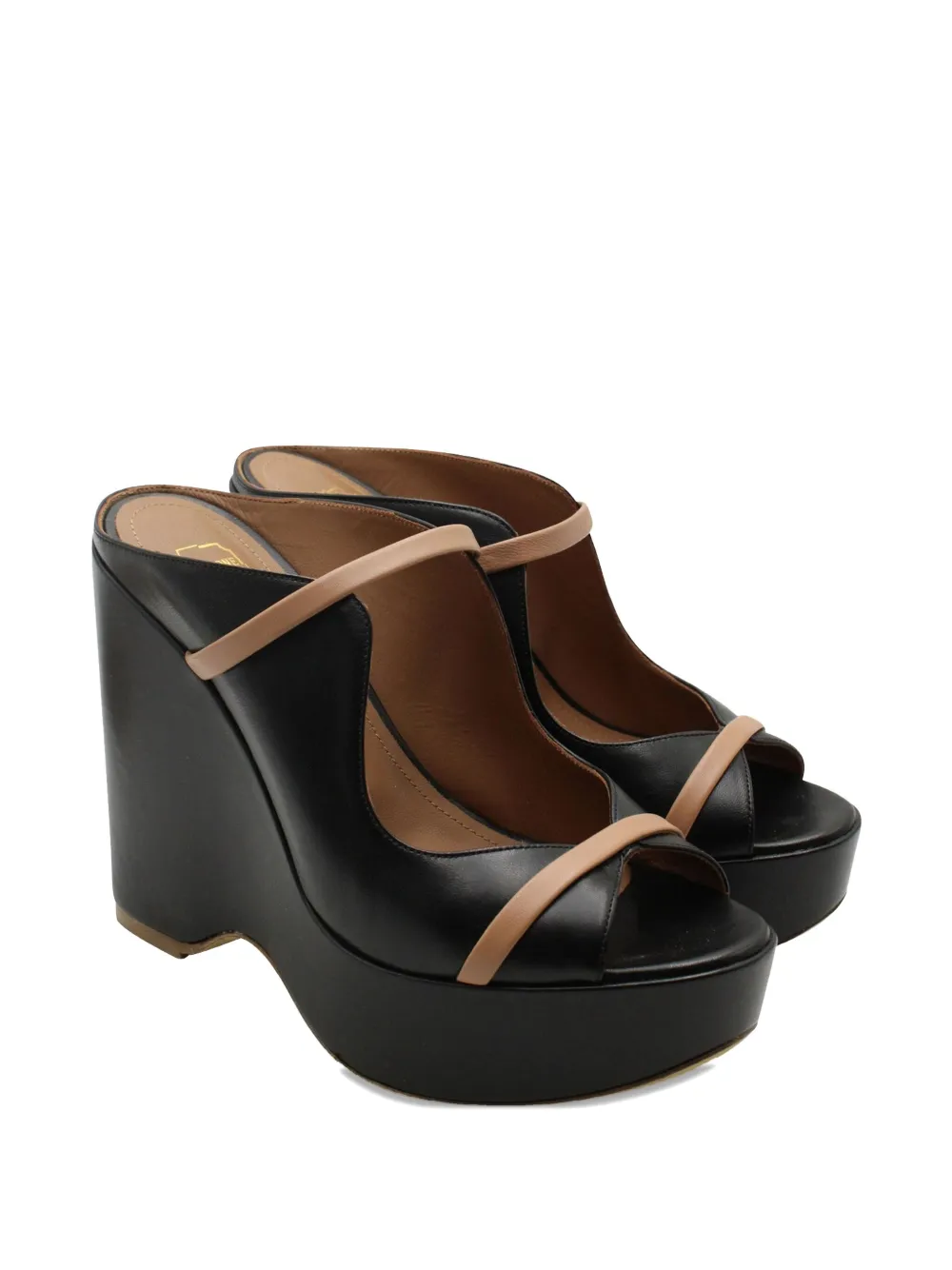 Malone Souliers waved platform wedge sandals - Zwart