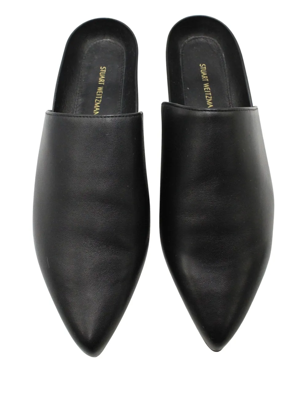 Pre-owned Stuart Weitzman Pointed-toe Flat Mules In Black