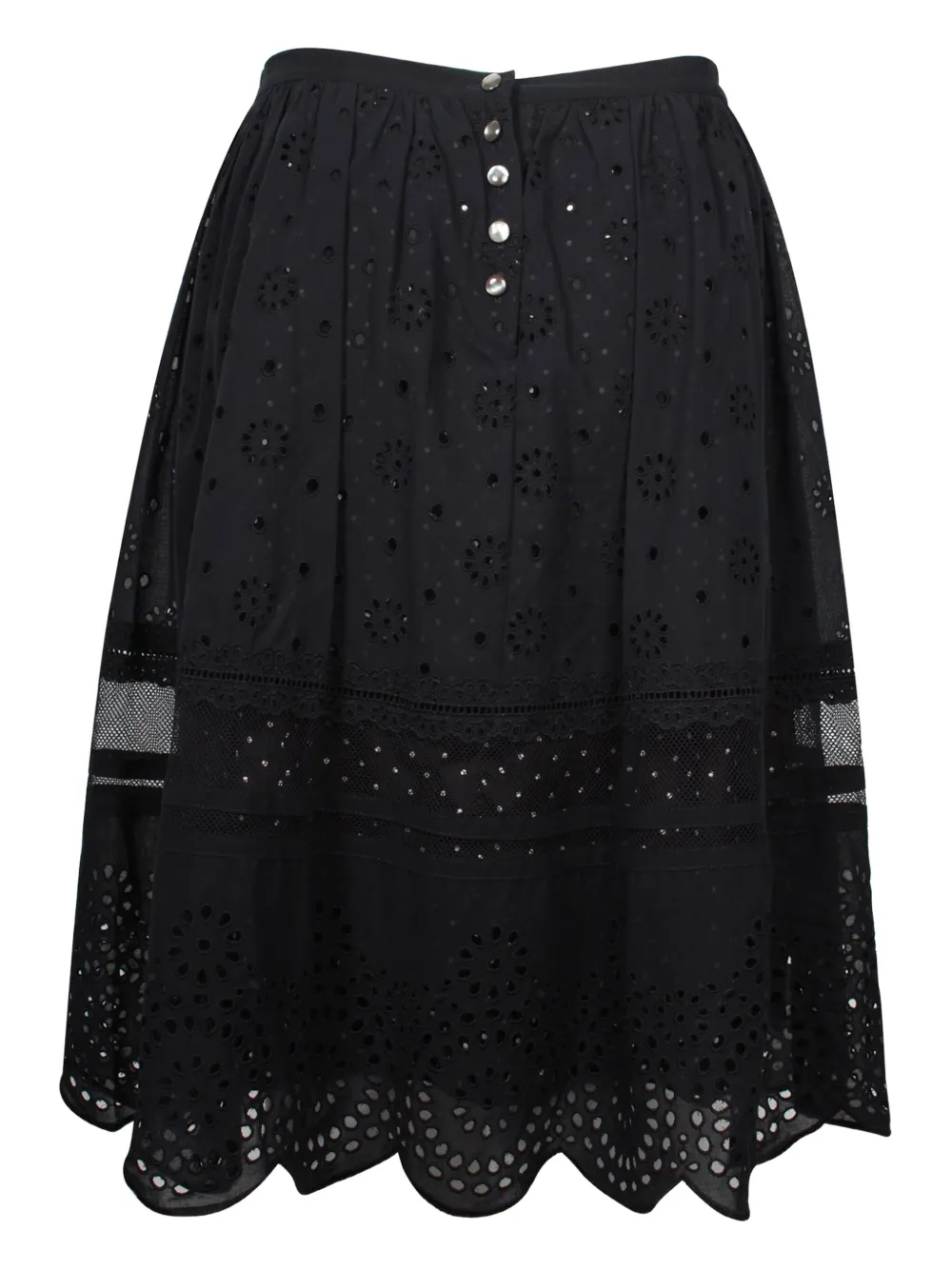 Pre-owned Marc Jacobs Vintage Lace Midi Skirt In Black