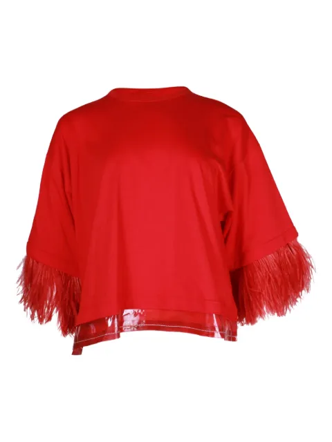 Nº21 feather-trimmed cotton top