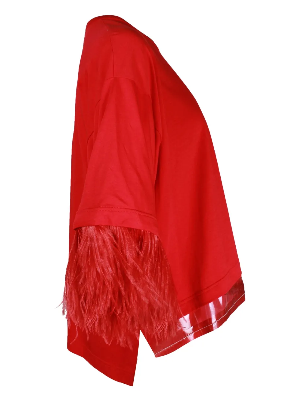 Pre-owned N°21 Feather-trimmed Cotton Top In Red