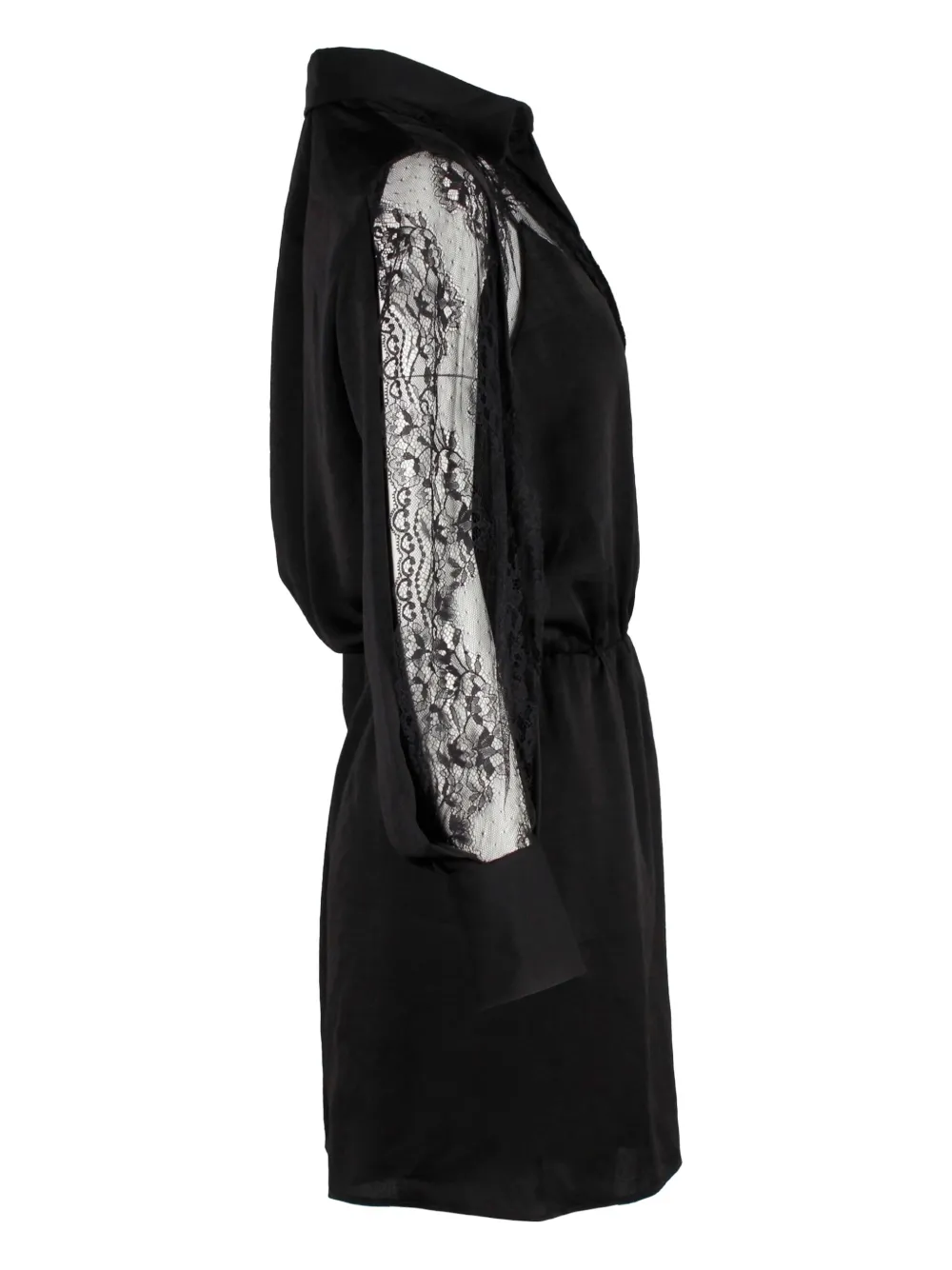 Pre-owned Maje Ines Lace-panelled Playsuit In Black