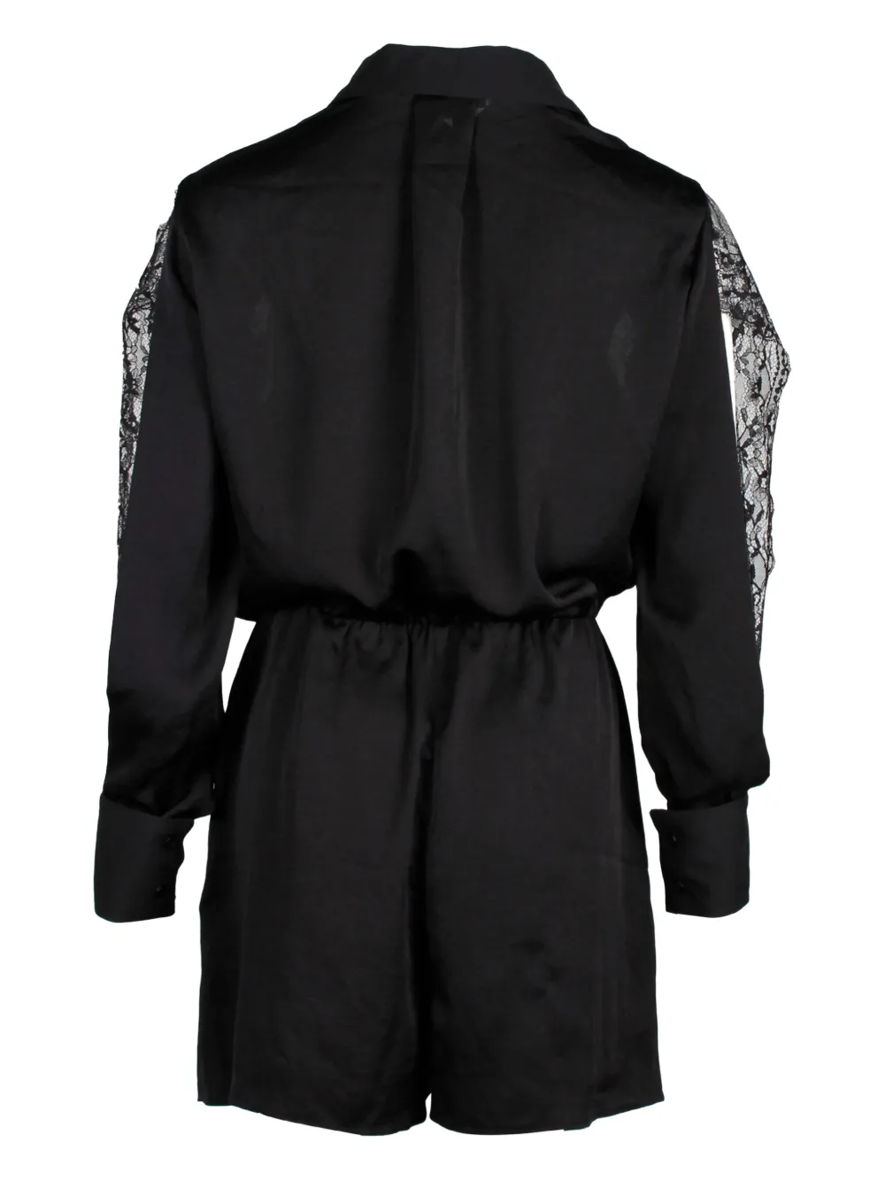 Pre-owned Maje Ines Lace-panelled Playsuit In Black