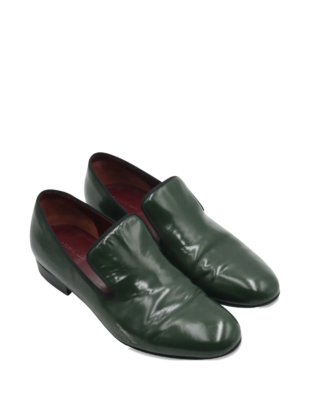 Pre-owned Celine Leather Flat Loafers In Green