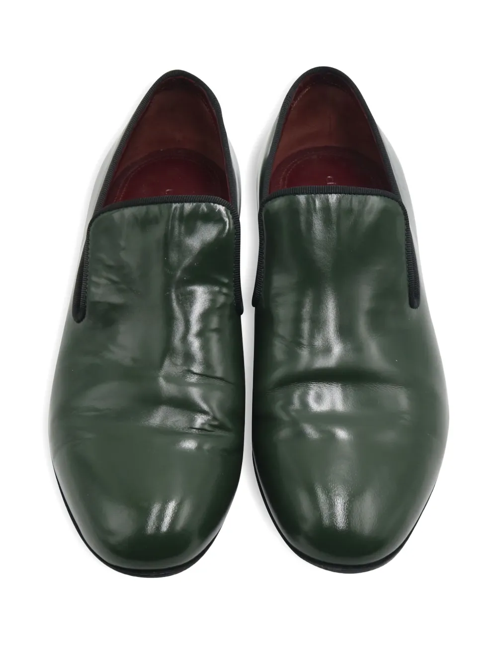 Pre-owned Celine Leather Flat Loafers In Green