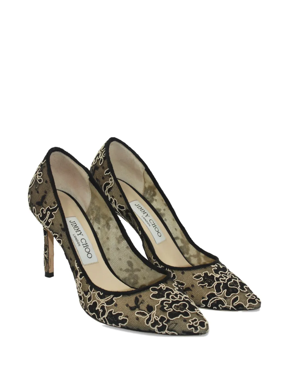 Jimmy Choo Pre-Owned Romy floral-lace pumps - Black