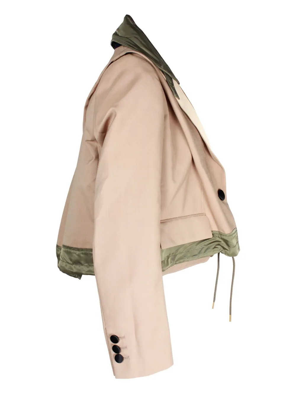 Pre-owned Sacai Drawstring-hem Collar Jacket In Neutral