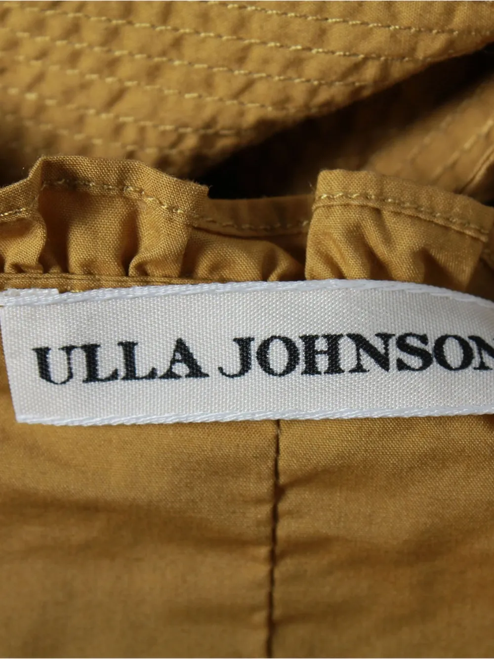 Pre-owned Ulla Johnson Cleo Ruffle Square-neck Top In Brown