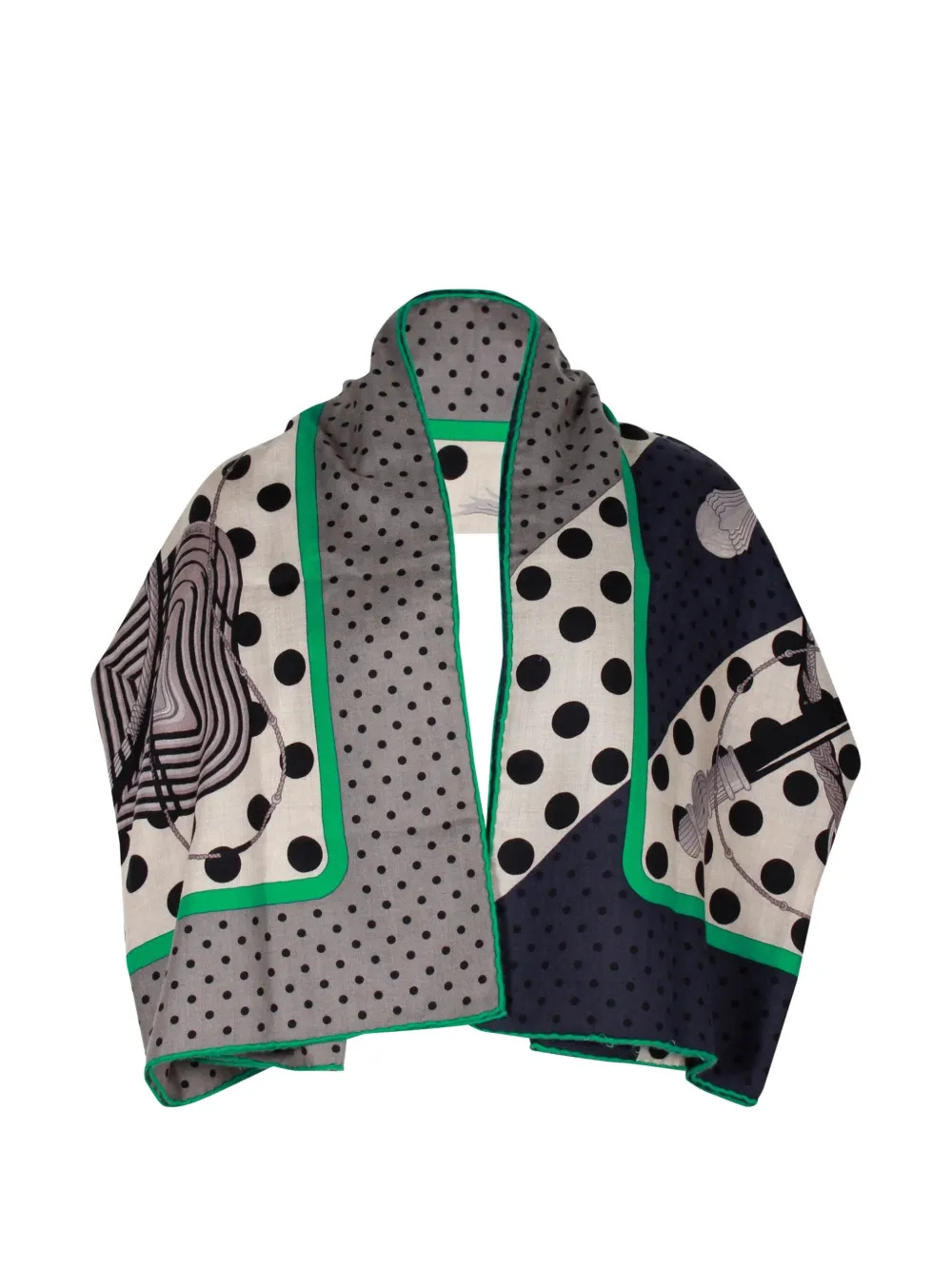 Hermès Pre-Owned polka-dot equestrian shawl | Grey | Image 1