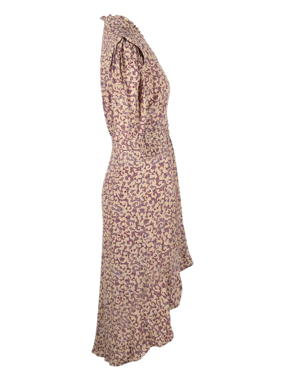 Pre-owned Ba&sh Floral-print Midi Dress In Neutral