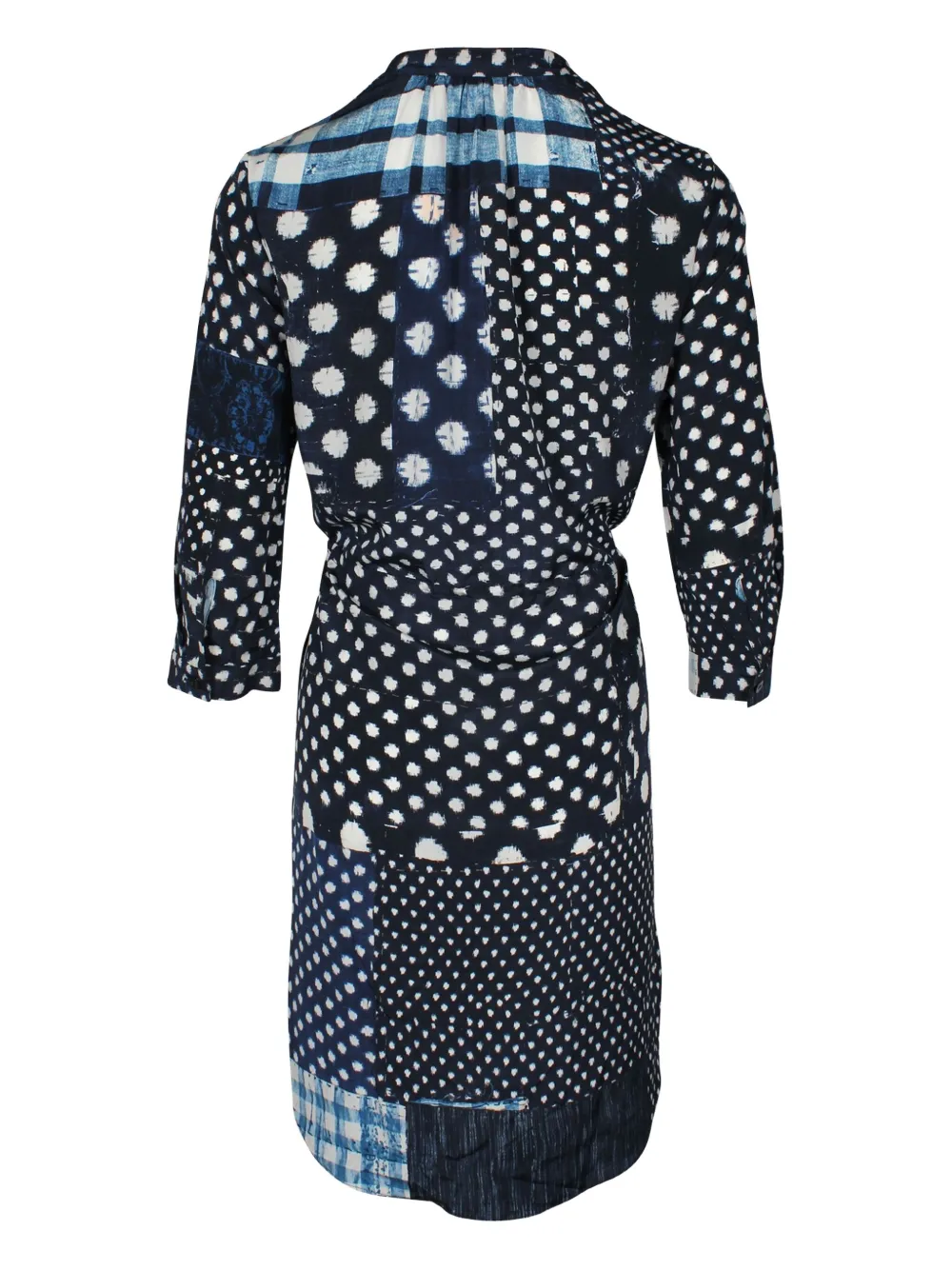 Pre-owned Diane Von Furstenberg Polka-dot Patchwork Mini Dress In Blue