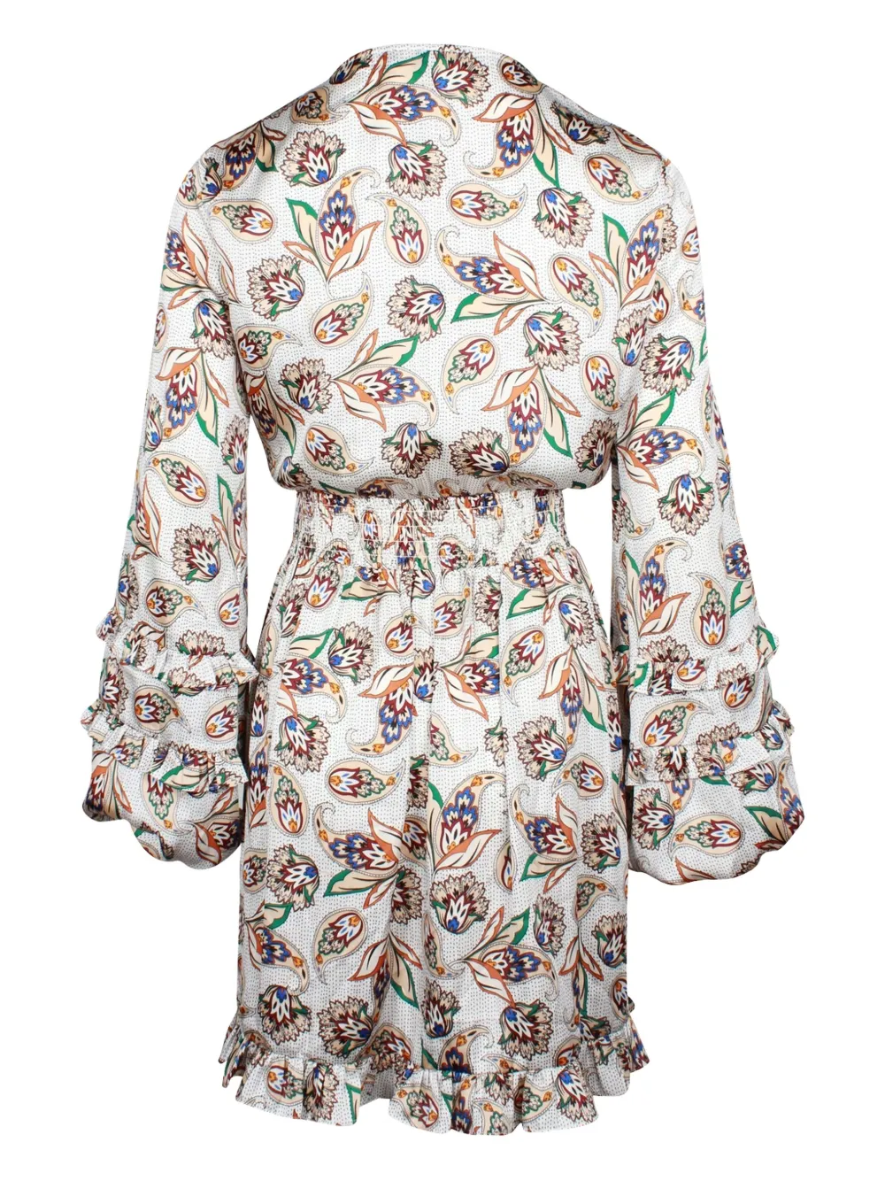 Maje paisley-print balloon-sleeve mini dress - Wit